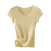 2026 New style Tencel mulberry silk gentle style round-neck short-sleeved T-shirt Breathable, simple solid color elegant top for women's wear Item Picture